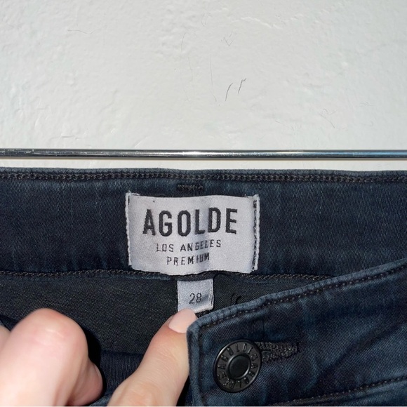 AGOLDE Sophie High Rise Ruthless Black Denim Distressed Skinny Jeans - Picture 10 of 13